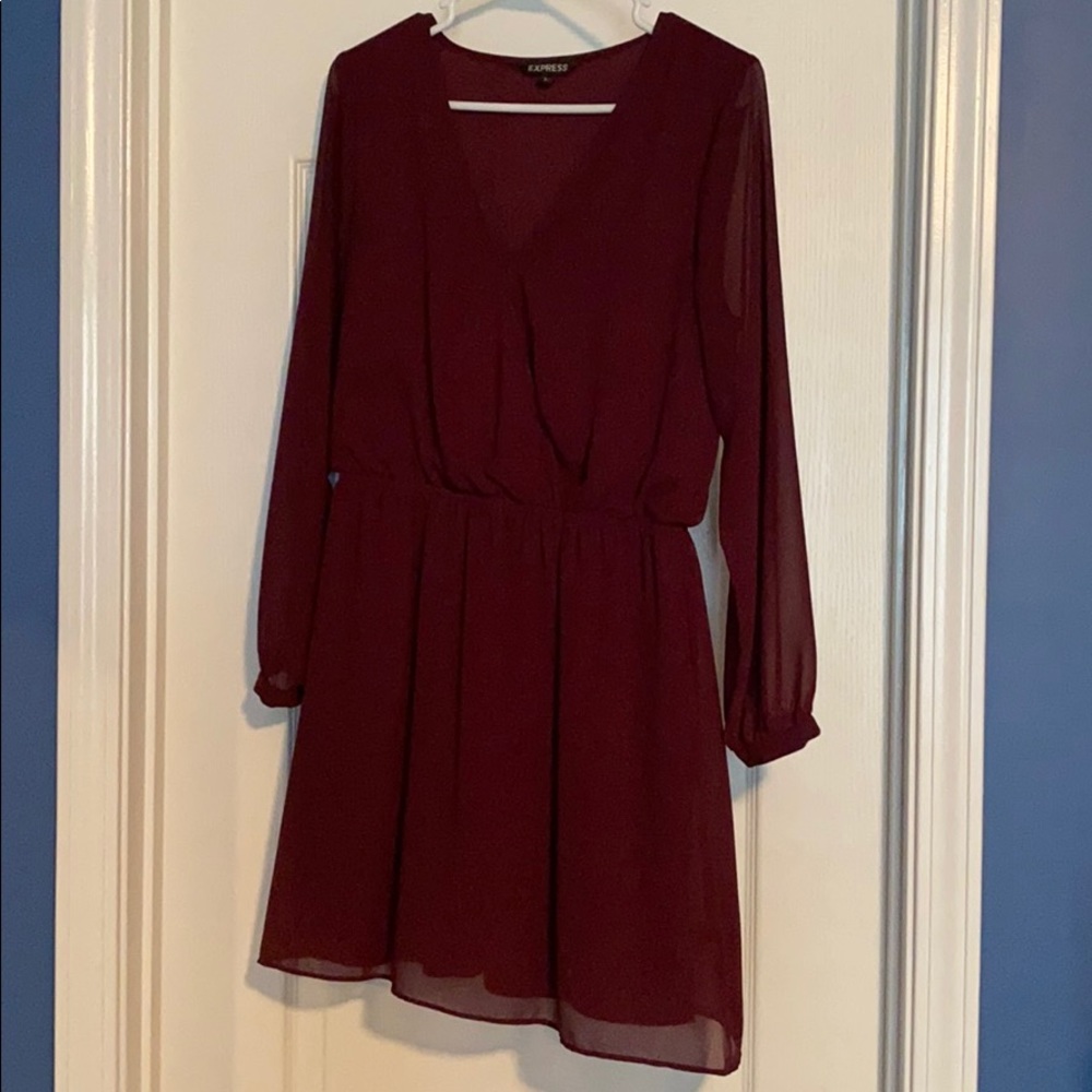 Burgundy long sleeve dress